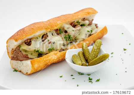 French baguette with meatballs and cheese French baguette with meatballs and cheese 17619672