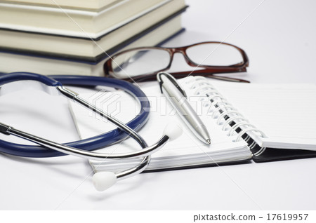Note Book, pen and stethoscope Note Book, pen and stethoscope 17619957