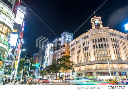 東京 銀座夜景 照片素材 圖片 圖庫