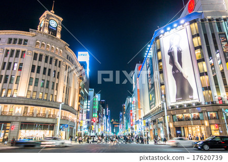 東京 銀座夜景 照片素材 圖片 圖庫