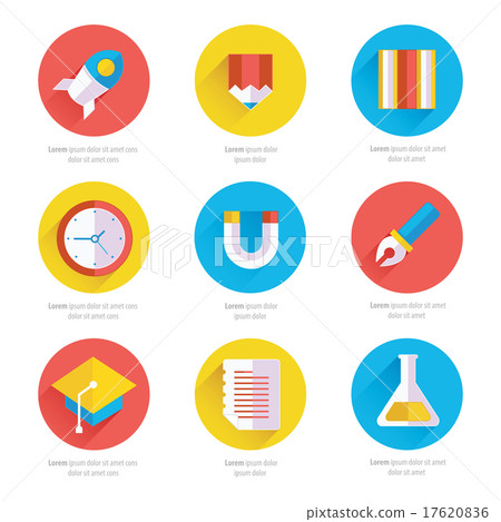 Set of vector flat design icons with long shadows 17620836