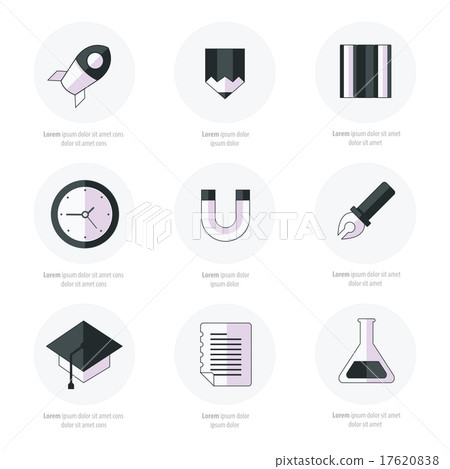 school Web icons set black and white color 17620838