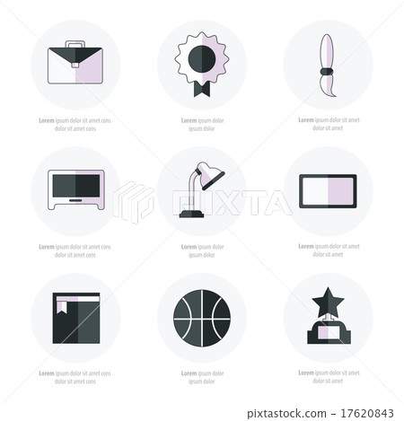 Set of flat school and education icons set black 17620843
