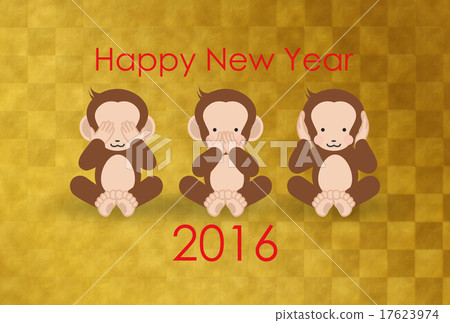 Stock Illustration: see no evil, hear no evil, speak no evil, monkeys, monkey