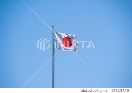 The Hinomaru national flag fluttering in the wind 17625769