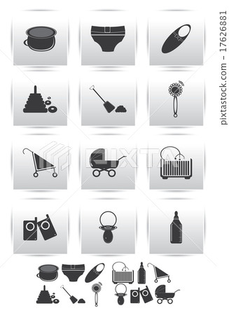 Vector icons set . baby toys Vector icons set . baby toys 17626881