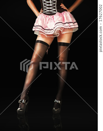 Long sexy female legs wearing stockings Long sexy female legs wearing stockings 17627002