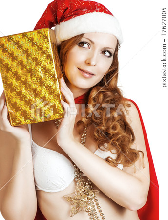 Sexy christmas woman in red santa claus hat Sexy christmas woman in red santa claus hat 17627005
