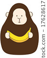 New Year's card illustration Monkey and banana 17628617