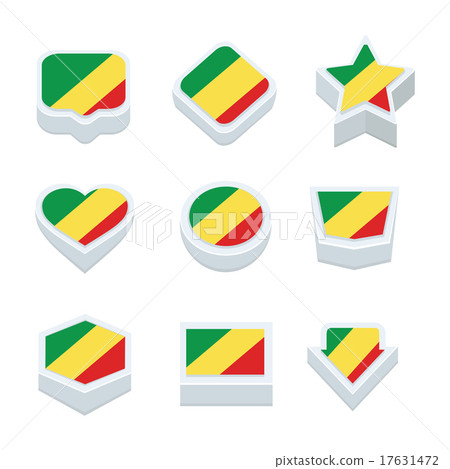 republic of the congo flags icons and button set 17631472