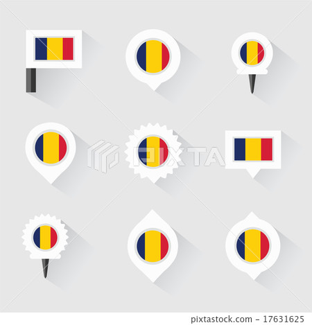 chad flag and pins for infographic, and map design chad flag and pins for infographic, and map design 17631625
