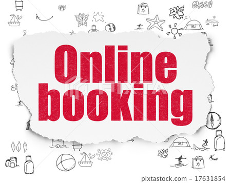 Vacation concept: Online Booking on Torn Paper 17631854