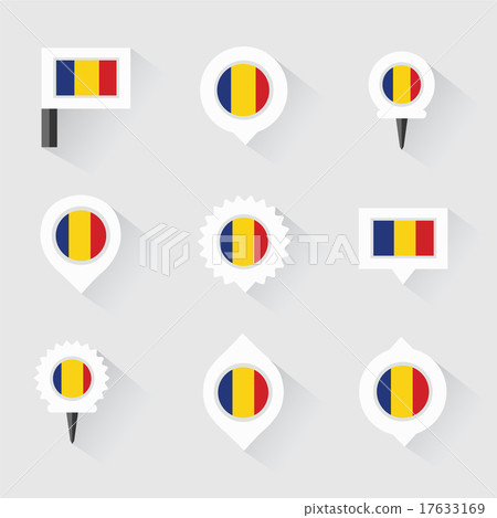 romania flag and pins for infographic romania flag and pins for infographic 17633169