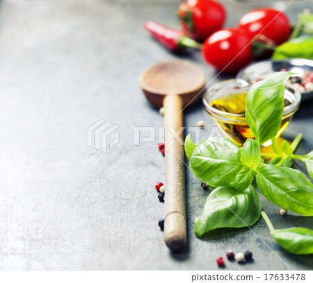 Wooden spoon and ingredients on old background Wooden spoon and ingredients on old background 17633478