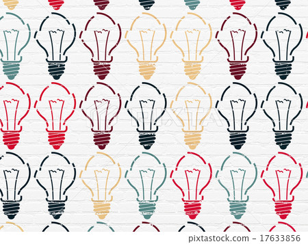 Finance concept: Light Bulb icons on wall 17633856