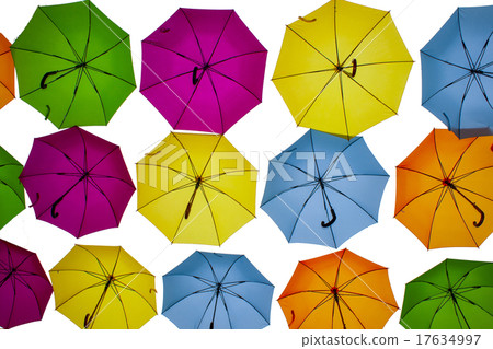 colored umbrellas in the air colored umbrellas in the air 17634997