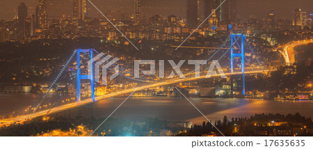 View of Bosphorus bridge at night Istanbul View of Bosphorus bridge at night Istanbul 17635635