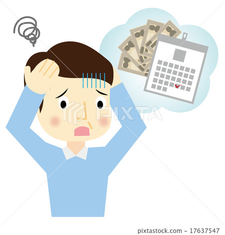 一個人還款日期接近並抱著他的頭 17637547