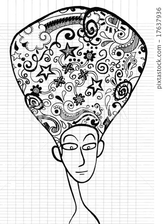 Hand drawing Woman head Doodle 17637936