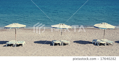 Greece. Kos island. Chairs and umbrellas  17640282