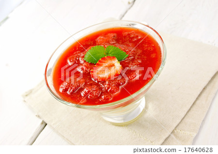 Dessert strawberry-vanilla in glassful on board 17640628