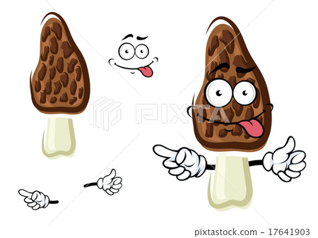 Cartoon black morel mushroom character Cartoon black morel mushroom character 17641903