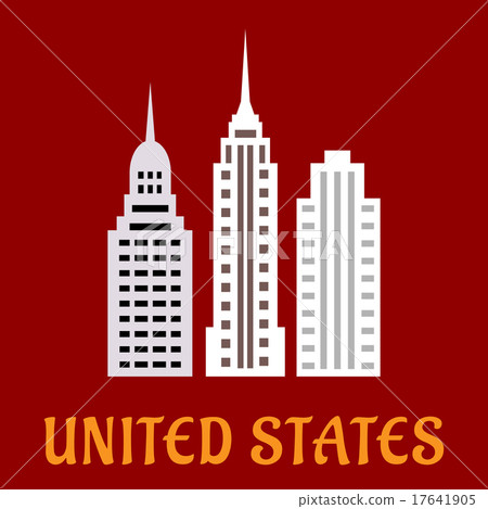 High american skyscrapers flat icons 17641905
