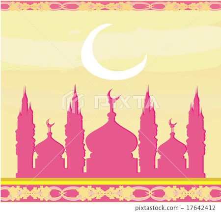 Ramadan background - mosque silhouette vector card 17642412