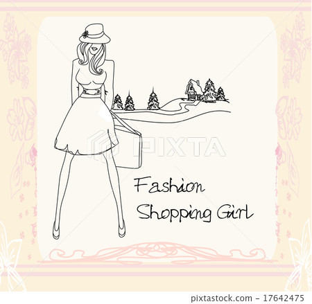 abstract fashion girl Shopping - illustration 17642475