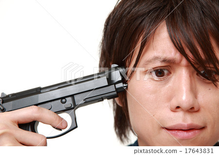 A man who kills suicide by shooting temple with a gun 17643831