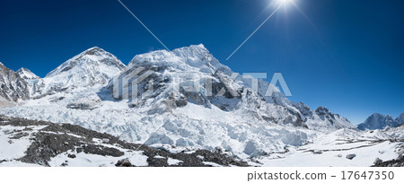 Everest base camp area panoramic view 17647350
