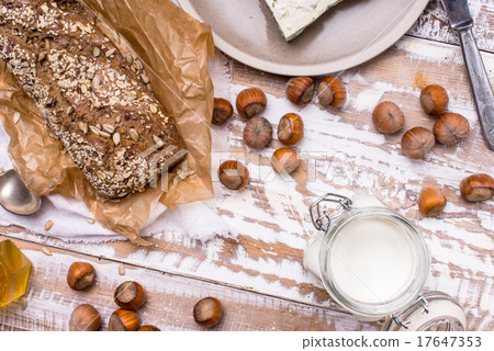 Healthy meal Bread with seeds huzelnuts  17647353