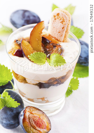 dessert with plum dessert with plum 17649132