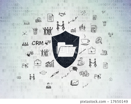 Finance concept: Folder With Shield on Digital 17650149