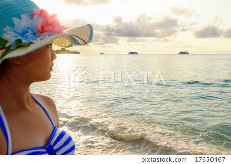 Girl on the beach at Similan Island, Thailand 17650467