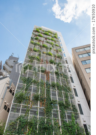 Tall building with greening of wall 17650910