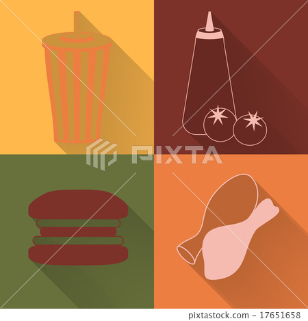 Set of four colored fast food icons Set of four colored fast food icons 17651658