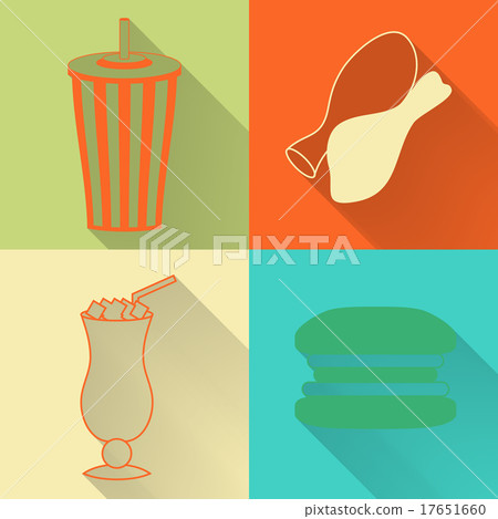 Set of four colored fast food icons Set of four colored fast food icons 17651660