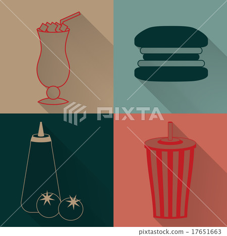 Set of four colored fast food icons Set of four colored fast food icons 17651663