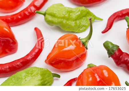 Raw pepper Habanero, Joloquia, red pepper Raw pepper Habanero, Joloquia, red pepper 17653025
