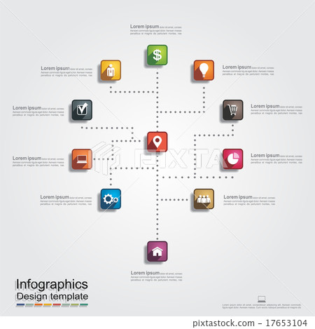 Infographic report template with lines and icons 17653104