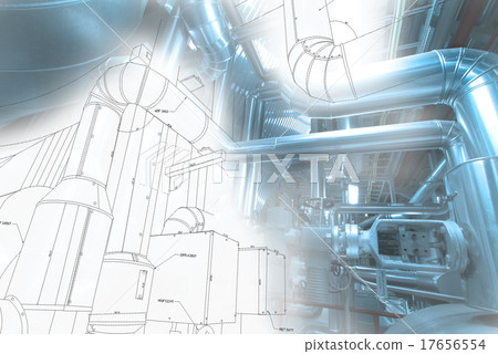 Sketch of water tank design  industrial equipment  17656554
