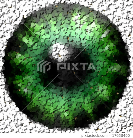 Mosaic from sticking papers. Big green open eye.  17658400