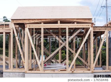 Wooden construction foundation work image material Wooden construction foundation work image material 17658446