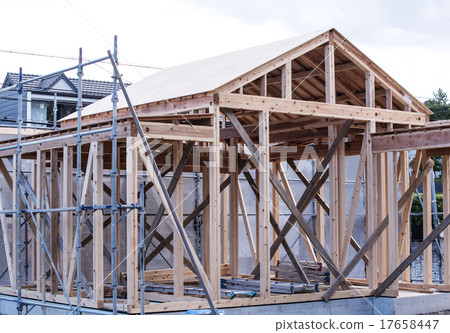 Wooden construction foundation work 17658447