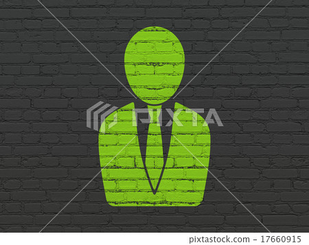 News concept: Business Man on wall background 17660915