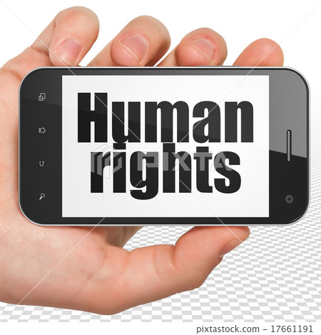 Politics concept: Hand Holding Smartphone with Politics concept: Hand Holding Smartphone with 17661191