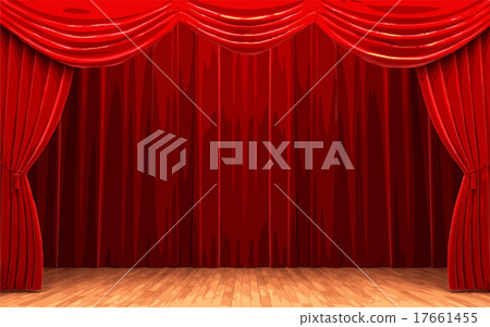 vector Red velvet curtain opening scene 17661455