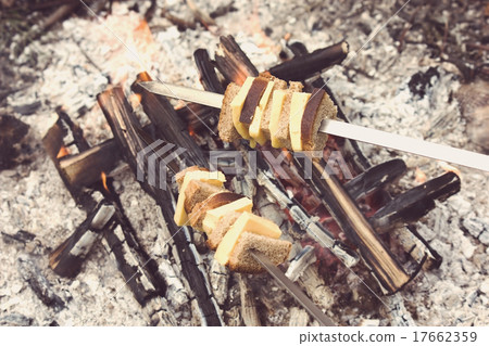 Fire roasted cheese & bread with Instagram filter 17662359