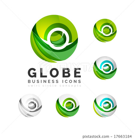 Set of globe sphere or circle logo business icons Set of globe sphere or circle logo business icons 17663184